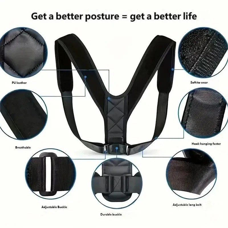 Unisex Posture Support Belt Back Shoulder Brace Sitting Body Corrector Strap