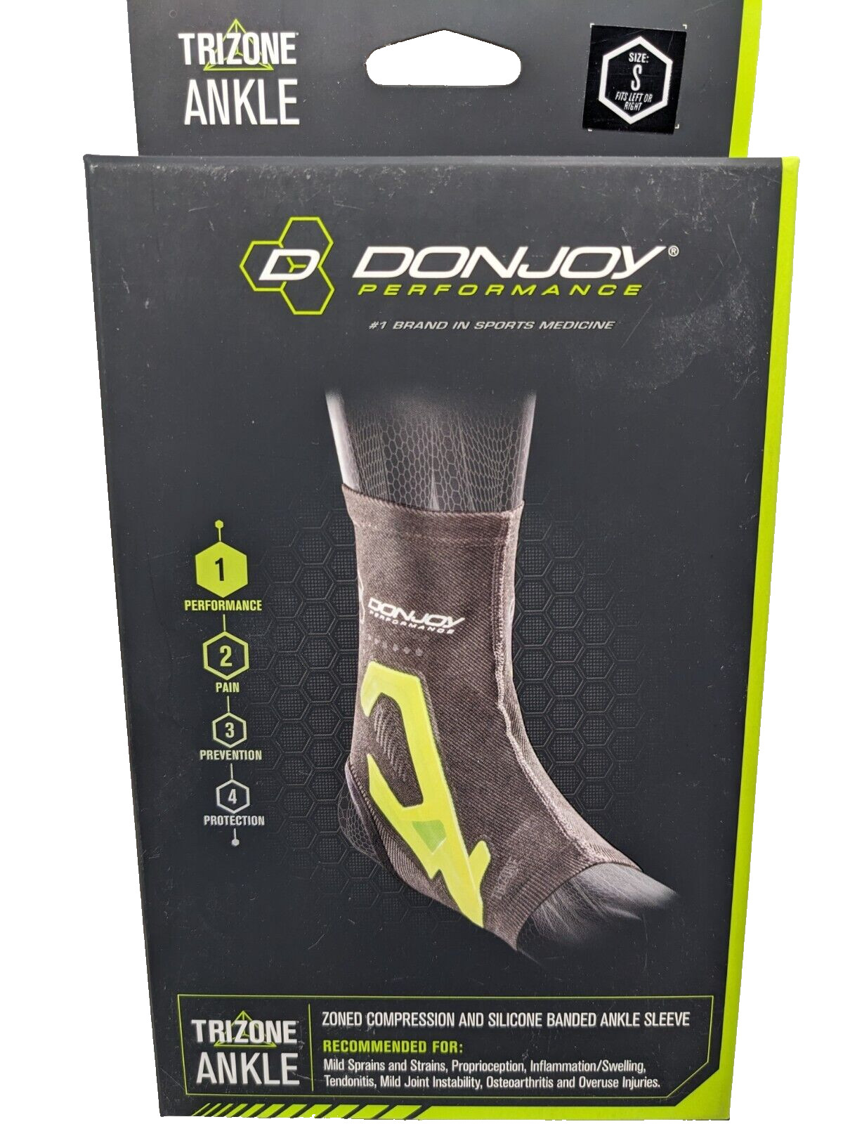DonJoy Performance TRIZONE Compression: Ankle Support Brace, Green, Small L/R