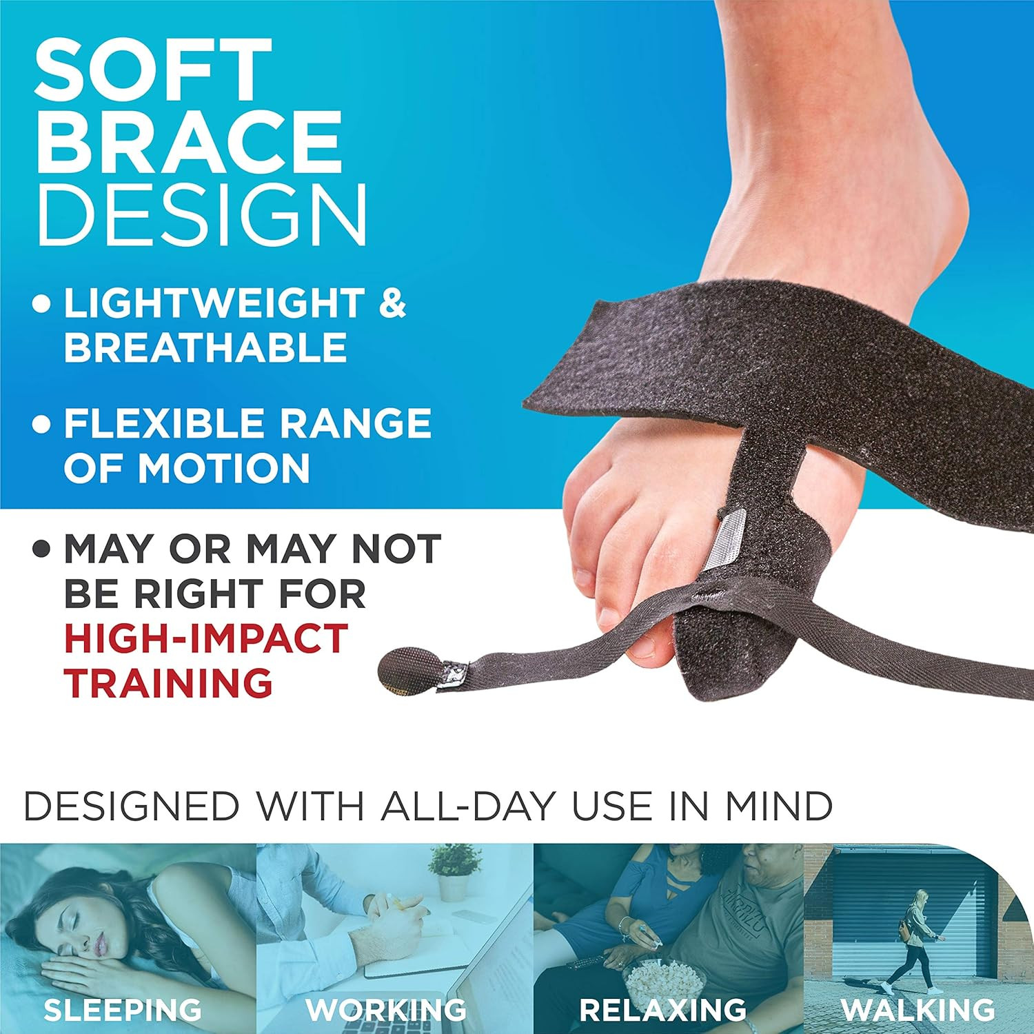 Turf Toe Brace – Soft Big Toe Taping Splint Straightener Wrap with Support Strap