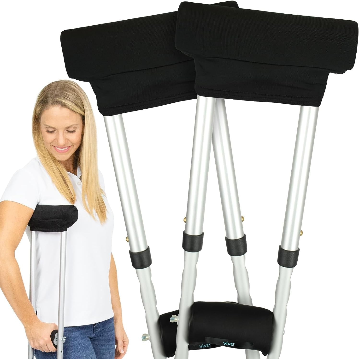 Soft Moisture Wicking Slip Resistant Foam Crutch Pads (2 pads)
