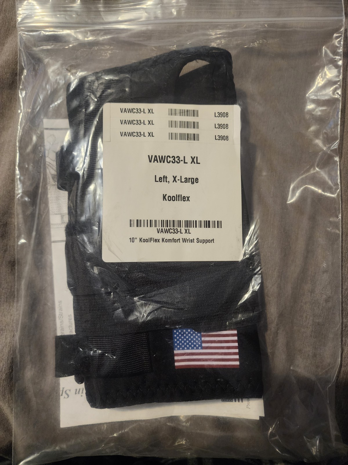 VAWC33-L XL 10″ Koolflex Left Wrist Support Brace Black XL – MSRP $50 (NEW)