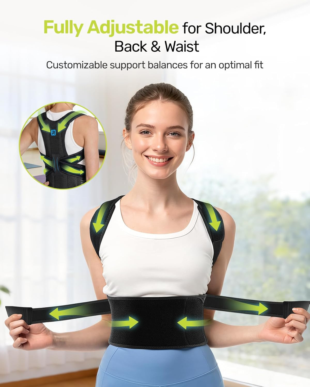 Adjustable Shoulder Straightener with Cushioned Pads for Back Pain ReliefBlue S