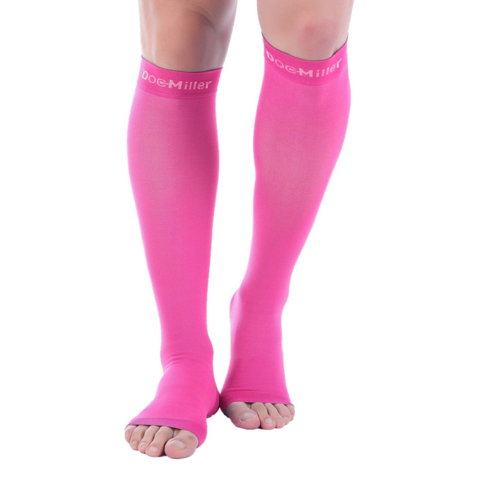 Doc Miller Open Toe Compression Socks 15-20 mmHg Recovery Varicose Veins PINK