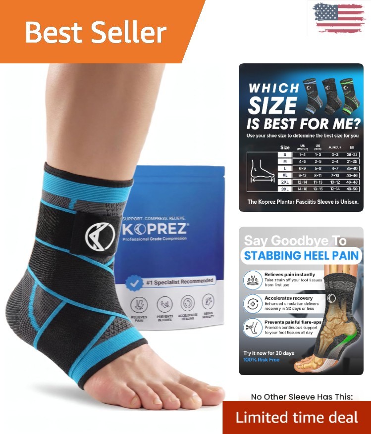 X-Large Ankle Compression Sleeve for Plantar Fasciitis Relief – Unisex Support