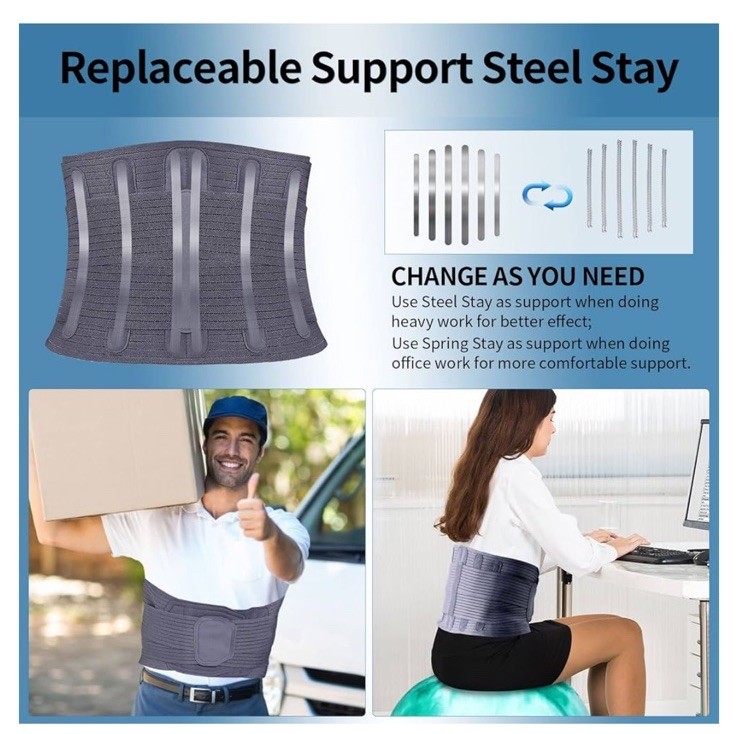 KDD Lower Back Brace, Adjustable Lumbar Support Belt, Medium 6 Springs