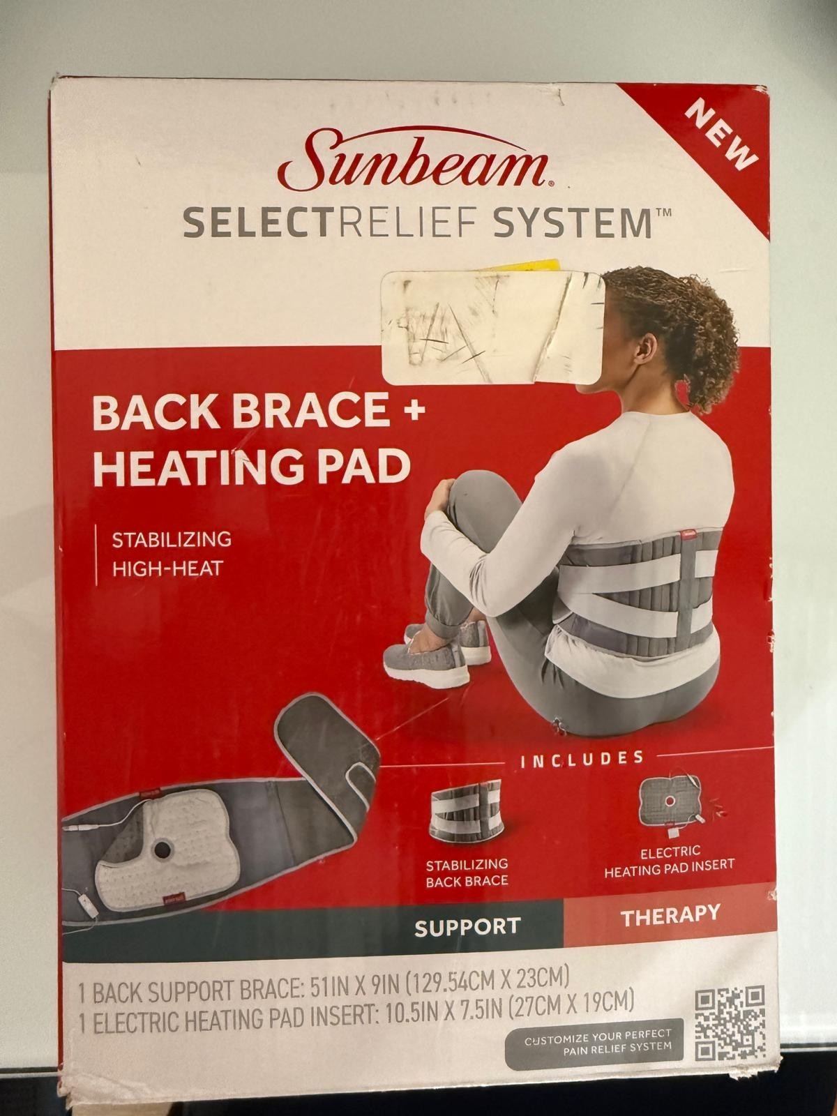 Sunbeam Back Brace Select Relief System Back Therapy Bundle