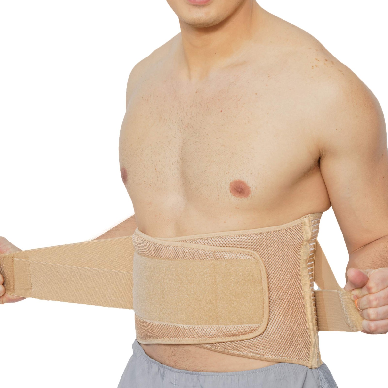 NeoTech Care Adjustable Compression Wide Back Brace Lumbar Support Belt (beige