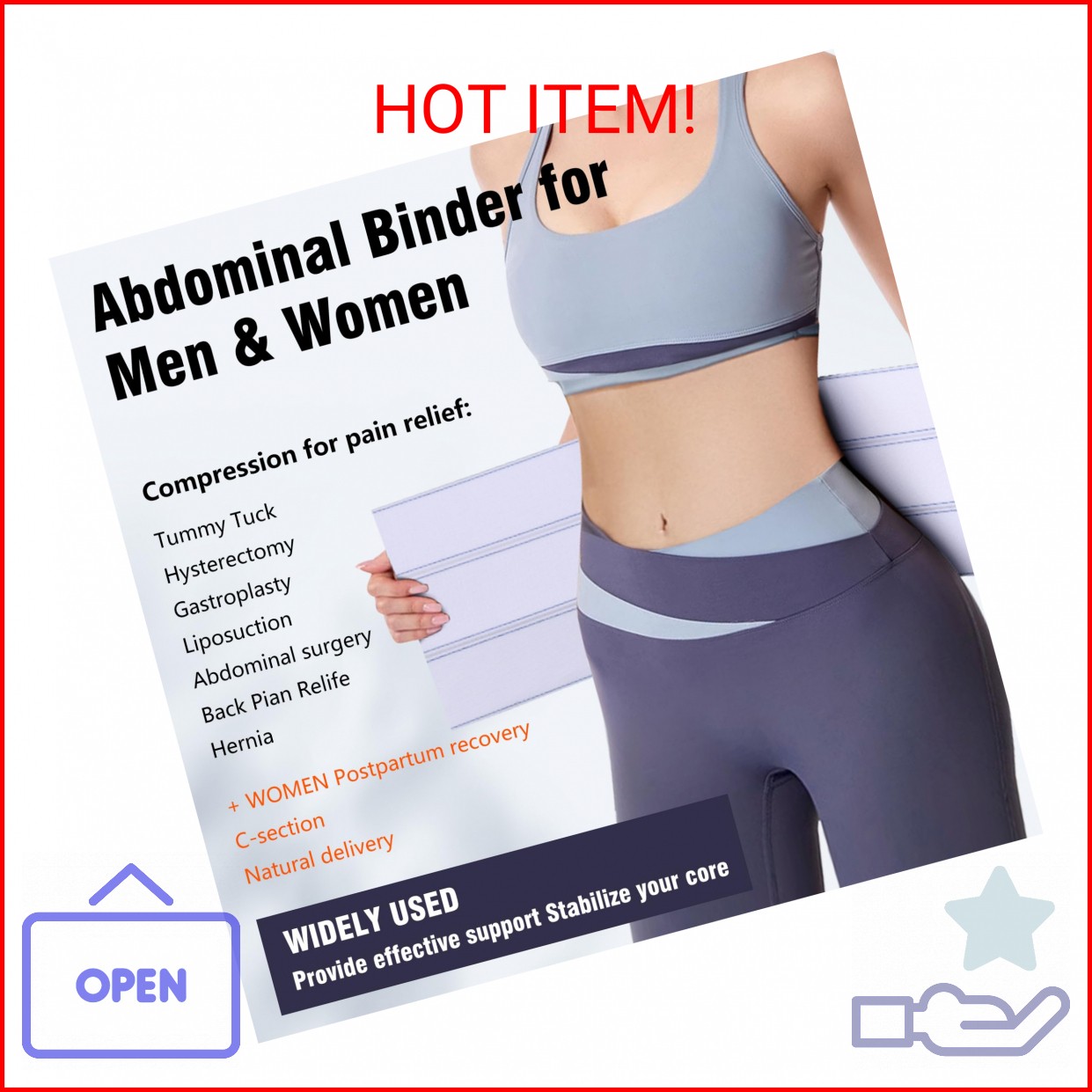 Cozyhealth Elastic Universal Post Surgery Abdominal Binder Lower Waist Support B