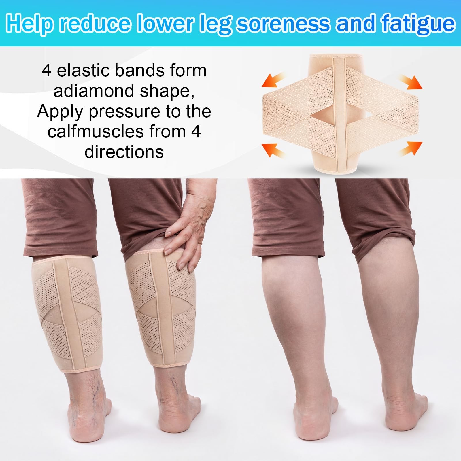 2 Pcs Compression Sleeves for Calf Swelling, Adjustable Diamond Elastic Suppo…