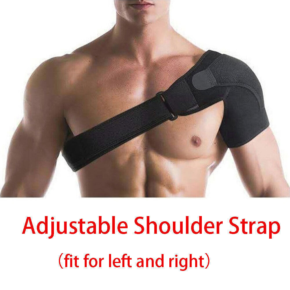 1X Adjustable Shoulder Support Brace Compression Strap Heat Patch Sports