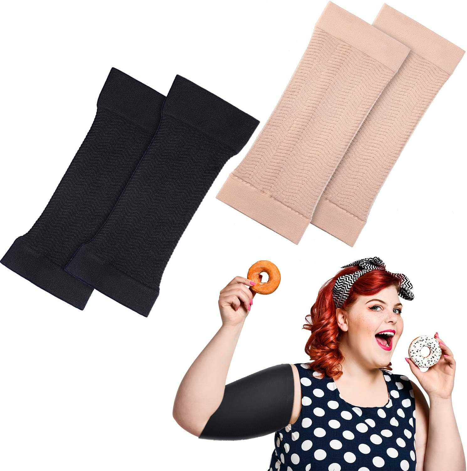 2 Pairs Arm Shapers for Plus Size Women, Upper Arm Sleeves Wraps Slim Arm Compre