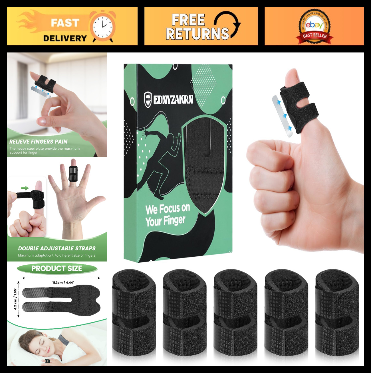 5 Pcs Thumb Splints & Small Finger Braces for Pain Relief, Support & Stability