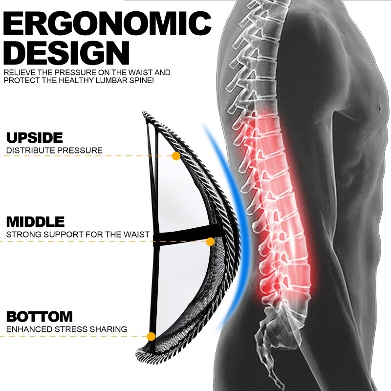 2Pack Car Seat Back Support Breathable Mesh Back Lumbar Cushion w/ Massage Beads