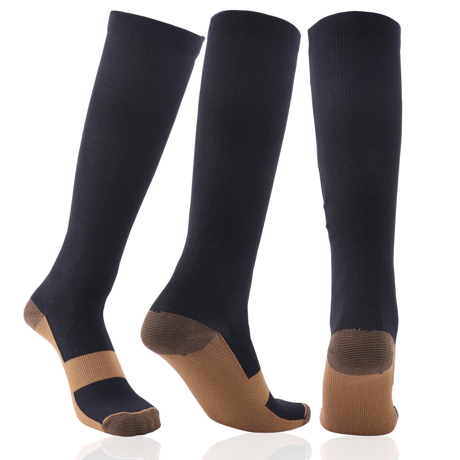 3/6 Pairs Copper Compression Socks 20-30mmHg Graduated Support Mens Womens S-XXL