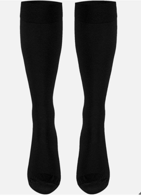 Set of 3 Pairs Black Compression Socks Stockings For Women & Men- Knee High L/XL