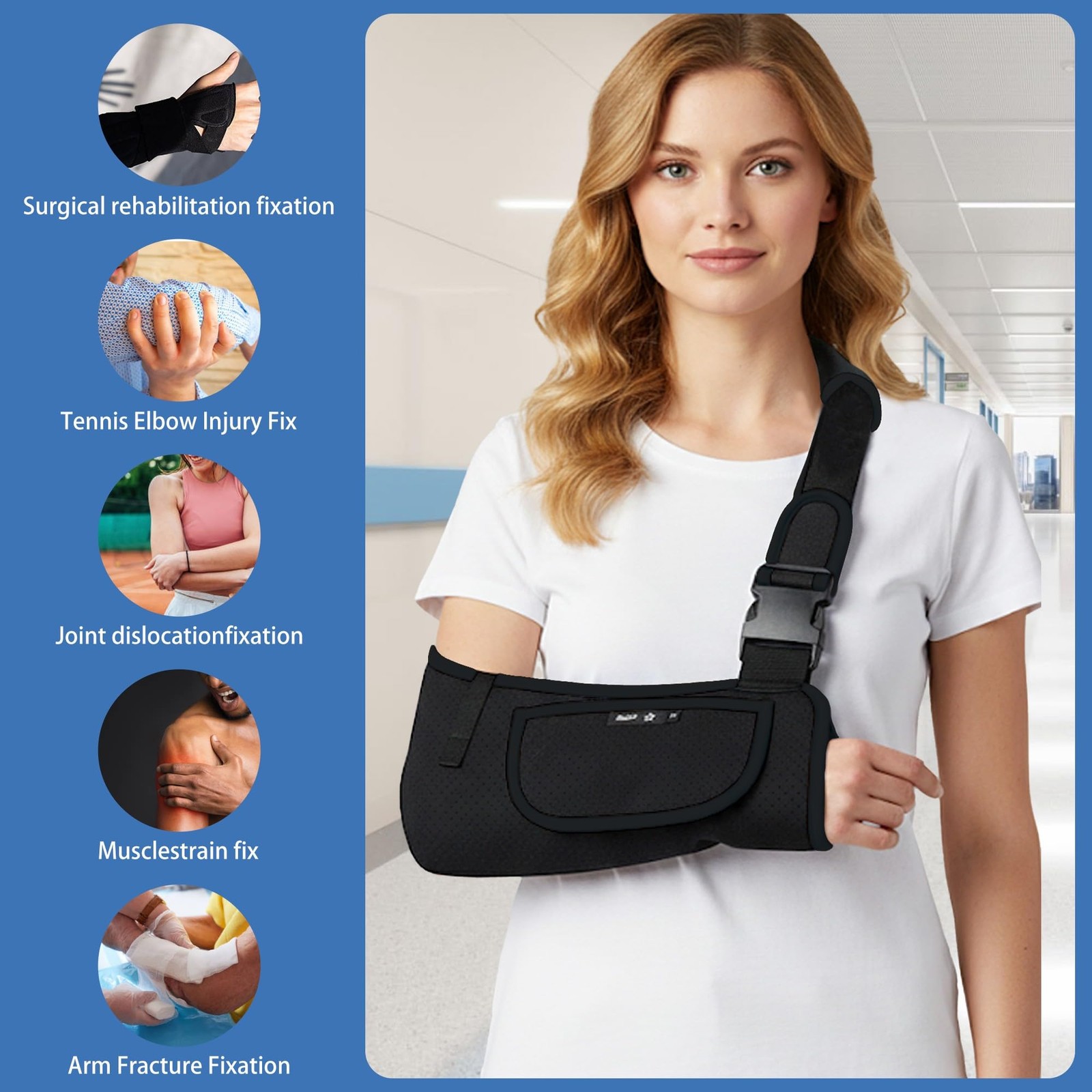 Arm Sling Shoulder Immobilizer Rotator Cuff Support Brace Wrist Elbow Injury