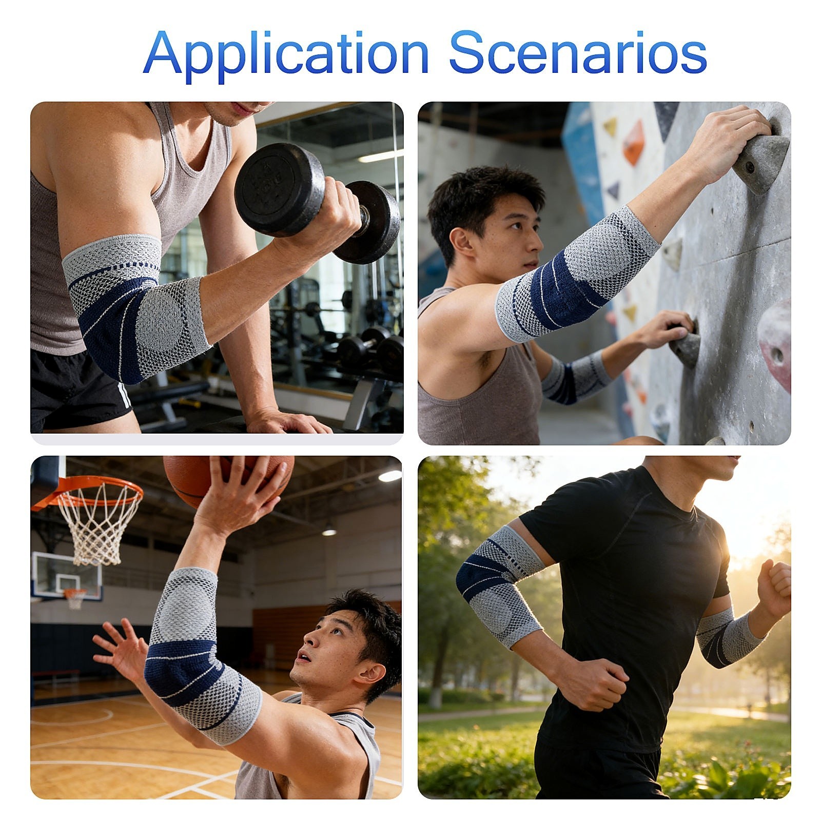 Elbow Brace Compression Sleeve Support Silicone Pad Arthritis Tendonitis Fitness