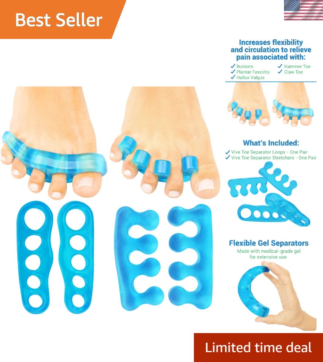 Gel Toe Separators for Adults – 2 Pairs for Increased Flexibility & Circulation