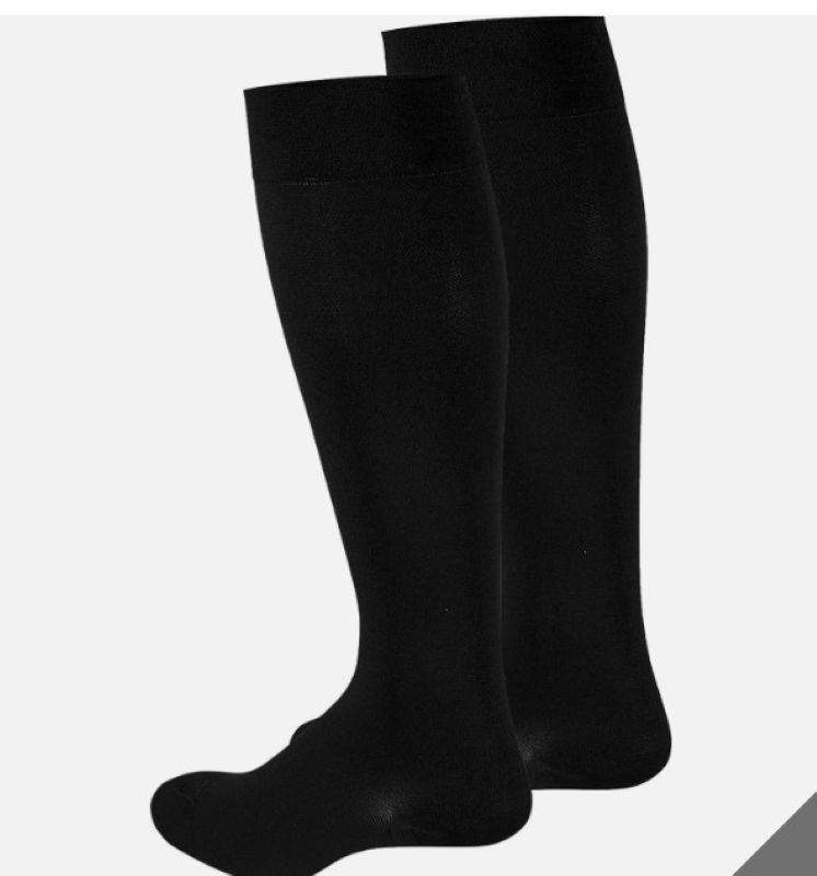 Set of 3 Pairs Black Compression Socks Stockings For Women & Men- Knee High L/XL