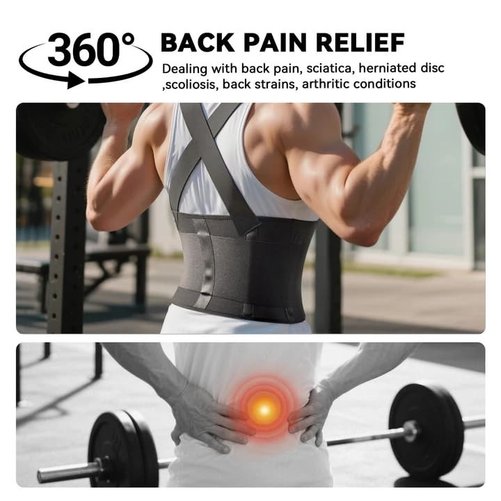 X-Large Adjustable Work Back Brace for Lower Back Pain Relief and Support
