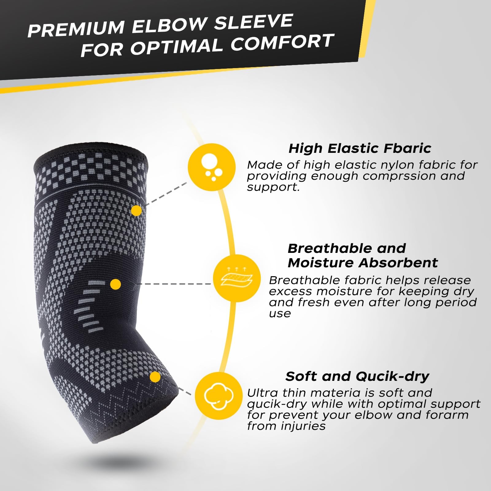 INDEEMAX Copper Elbow Compression Sleeve 1 Pair, Tennis Medium, Grey-Black