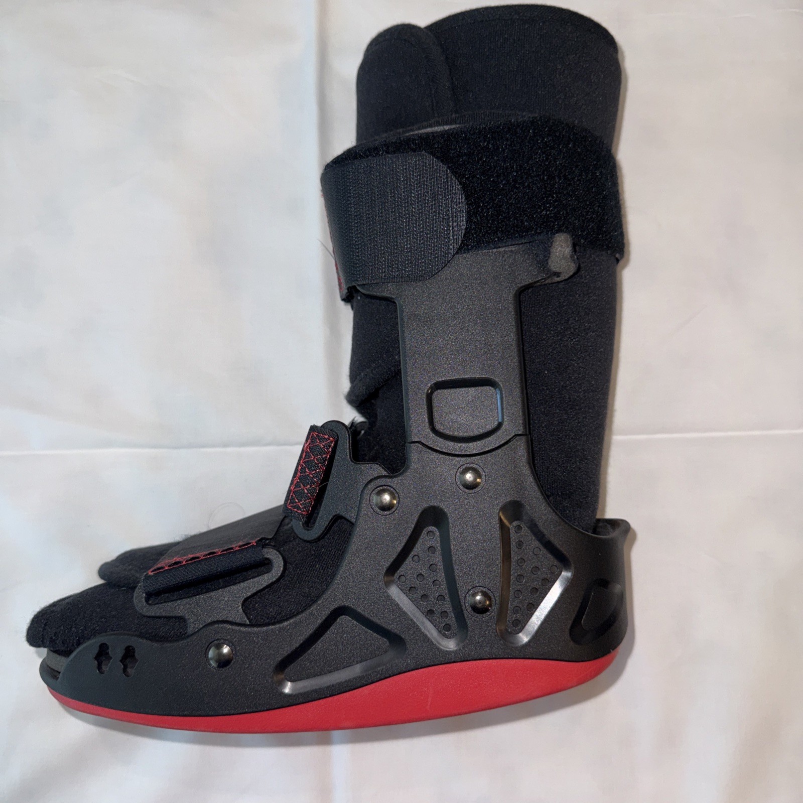 XcelTrax Adjustable Immobilization Walking Boot Brace Plastic Black/Red