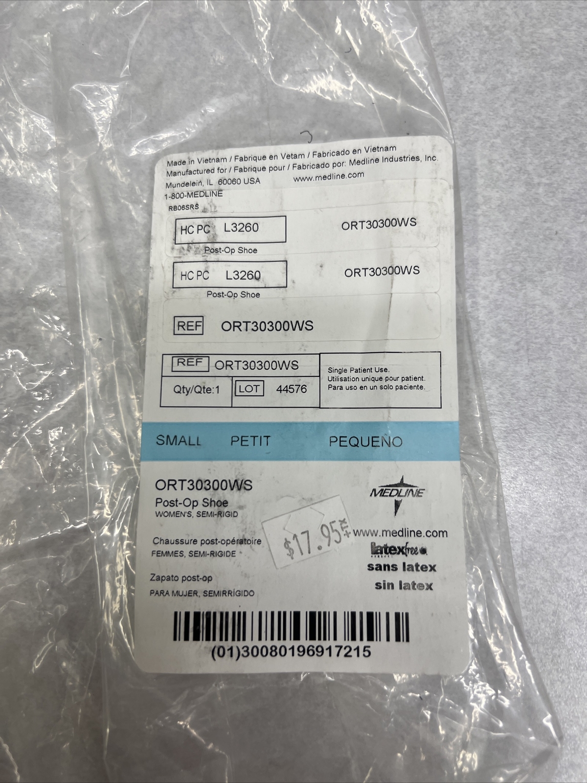 Medline Small Womens Semi Rigid Post Op Shoe ORT30300WS