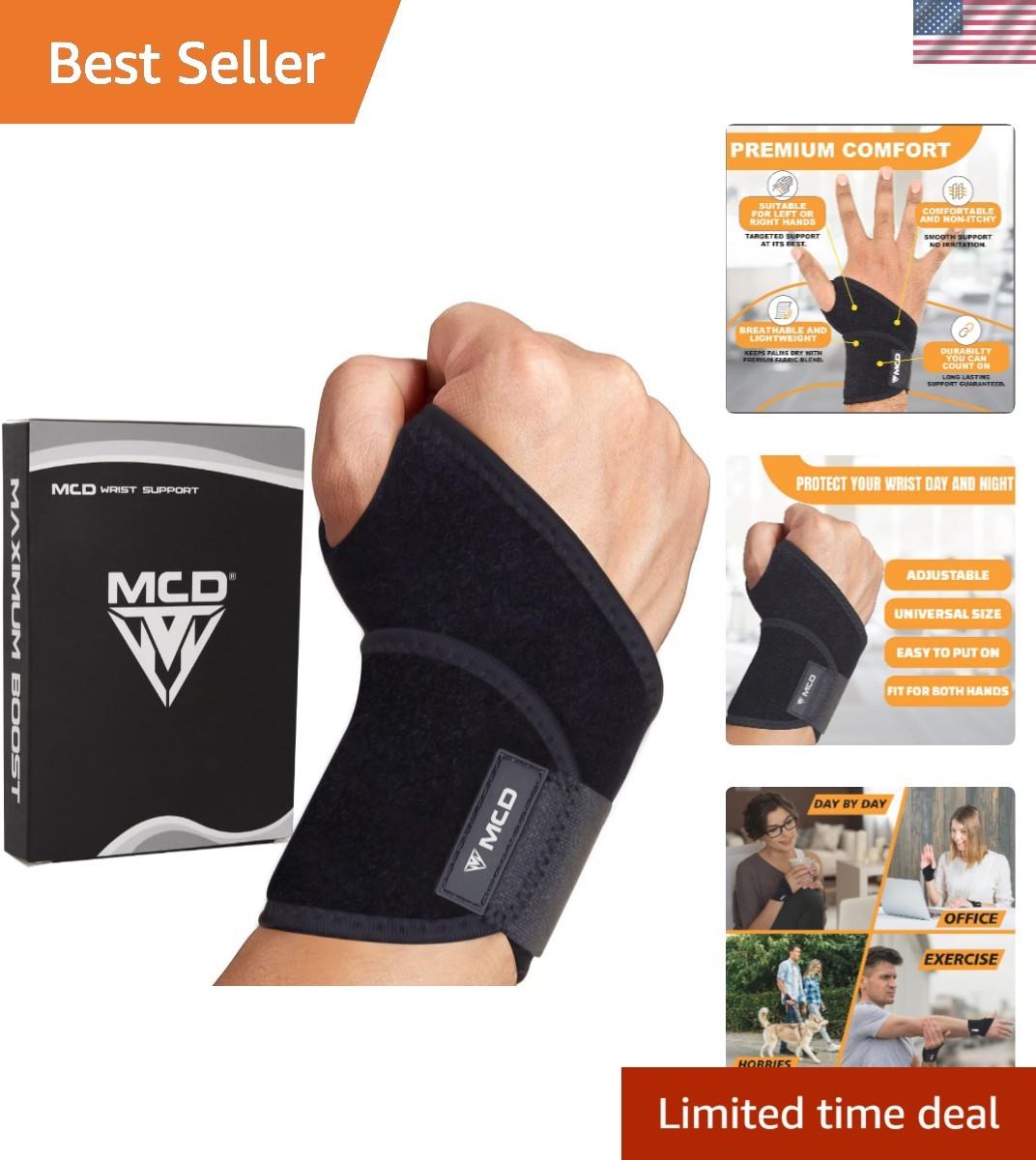 MCD Carpal Tunnel Wrist Brace Lightweight Wrist Support Brace Wrist Wraps for…