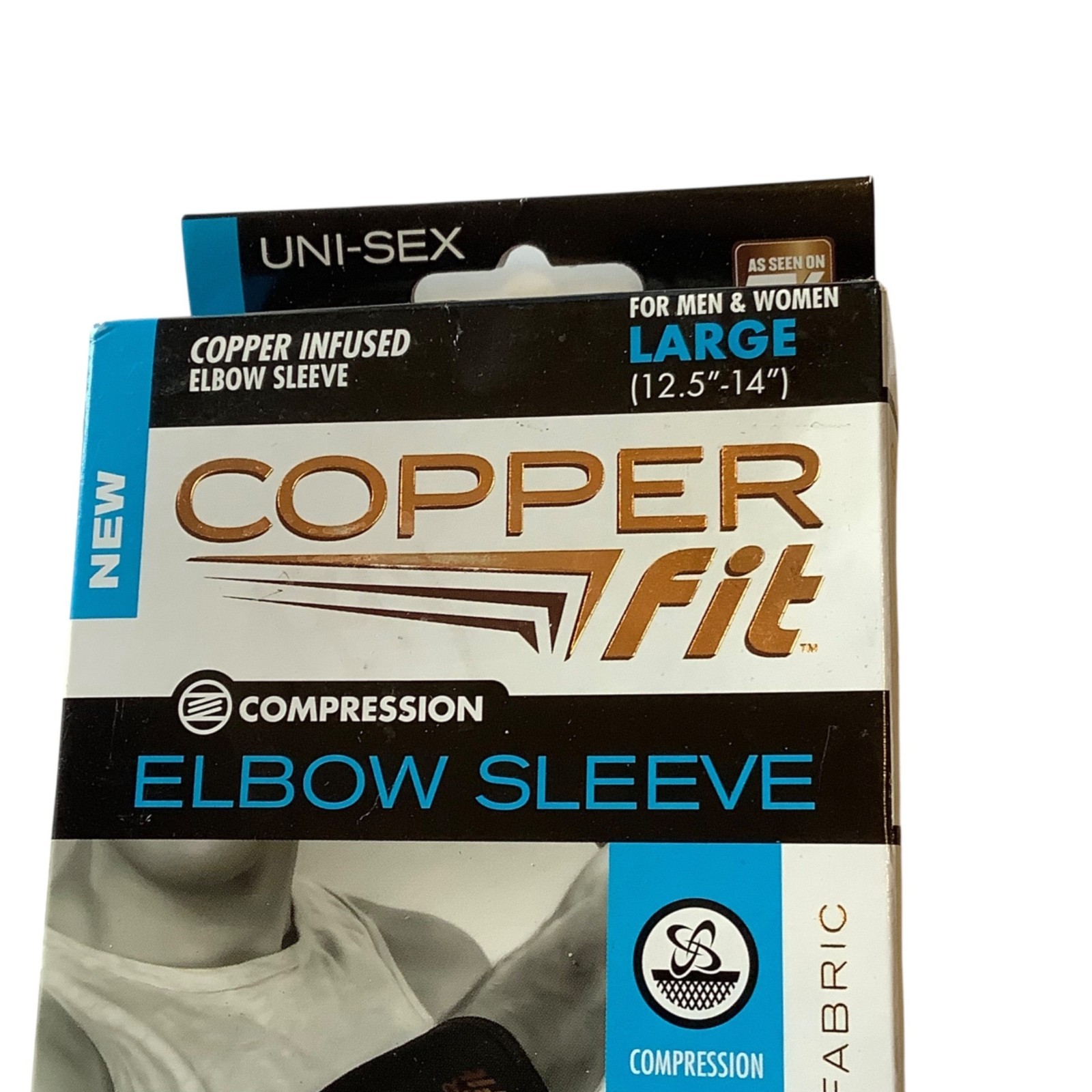 Copper Fit Compression Elbow Sleeve Large Unisex Copper Infused Anti-Odor Fabric