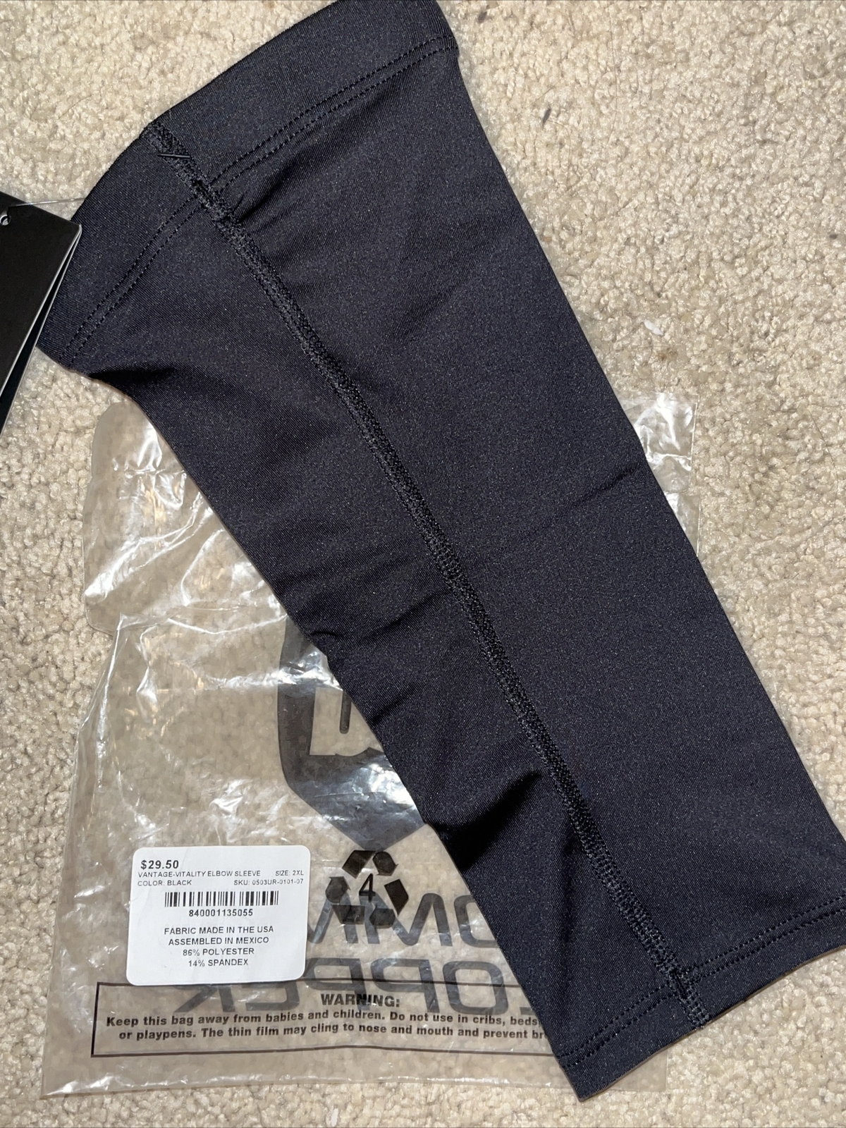Tommie Copper Vantage Vitality Elbow Sleeve Black 2XL NEW