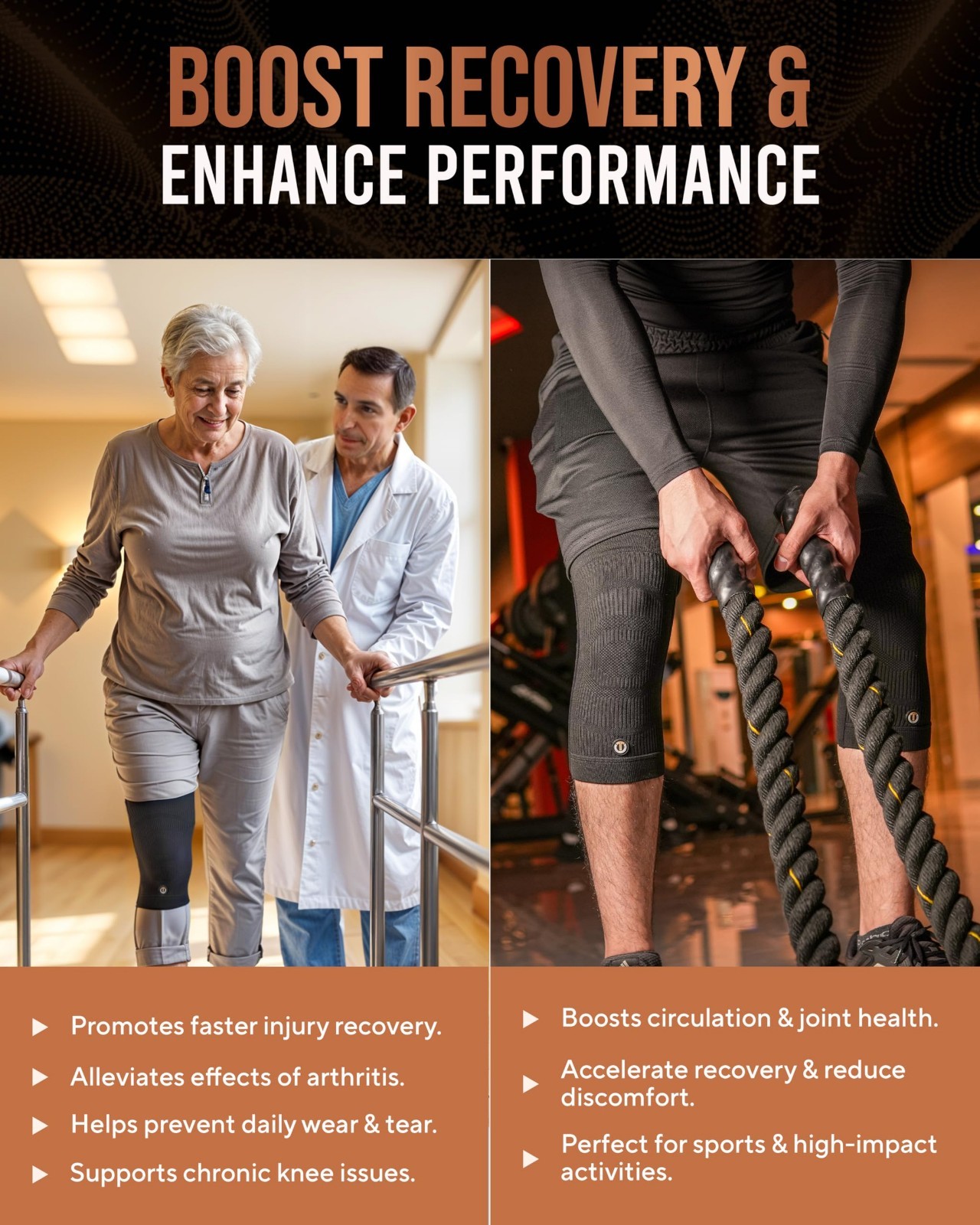 Copper Knee Brace Compression Sleeve – X-Large 2 Pack for Pain Relief & Support