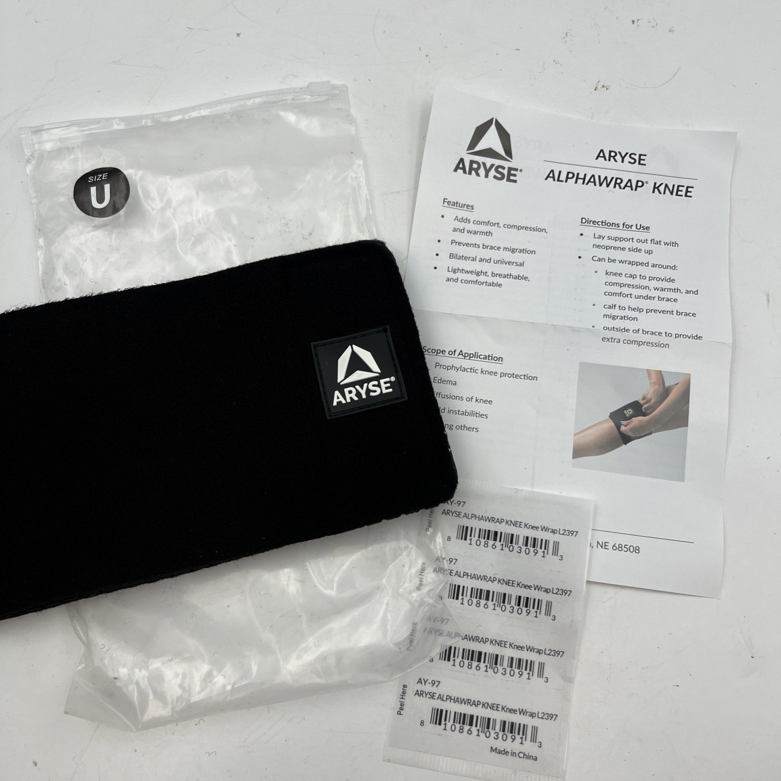 New Aryse AlphaWrap Knee Wrap Compression Adult U Universal Fit AY-97