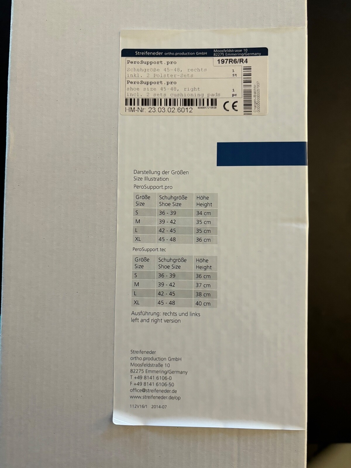 Streifeneder Orthotic PeroSupport.pro (197R6/R4)