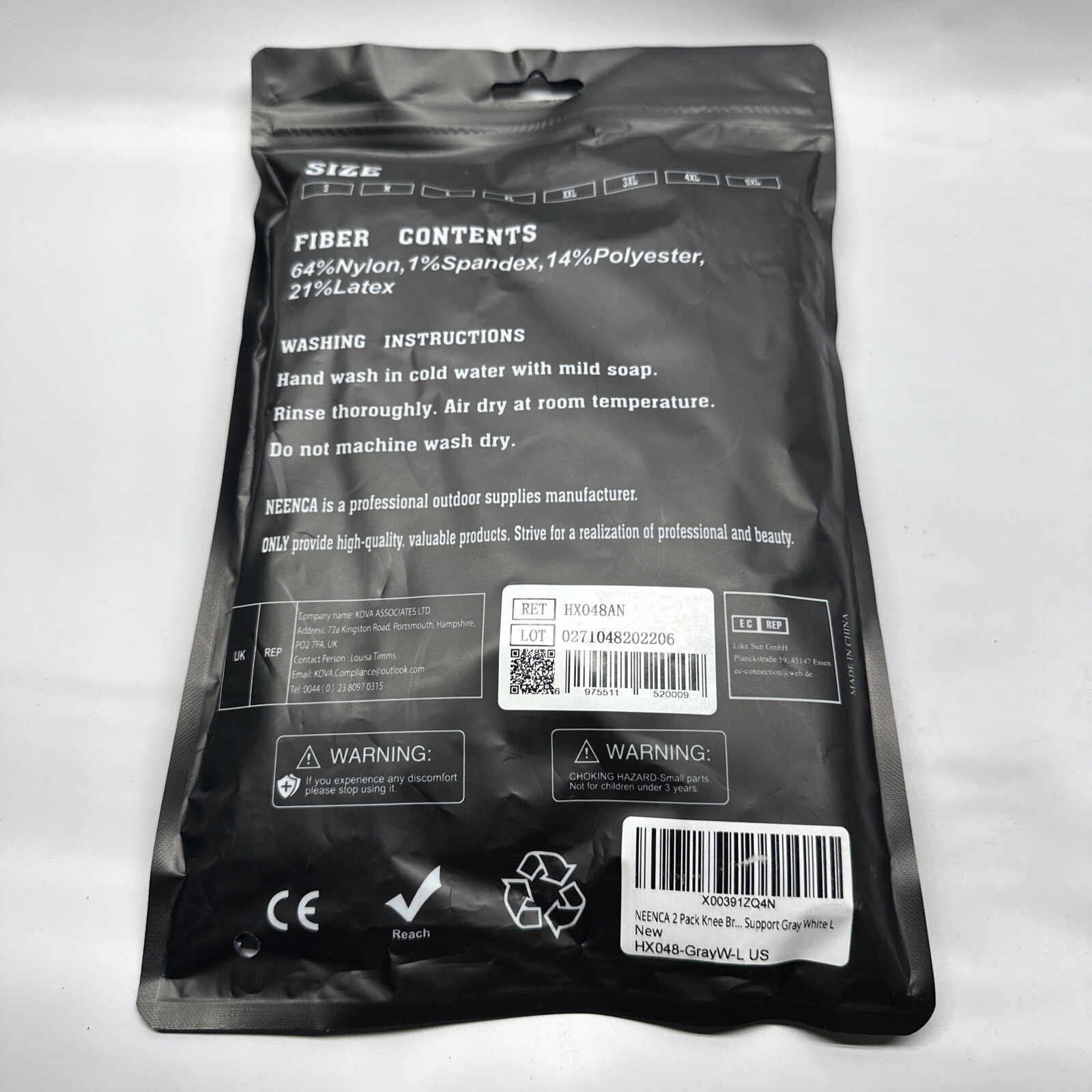 NEENCA Professional Knee Brace Compression Sleeve Gray Size L New