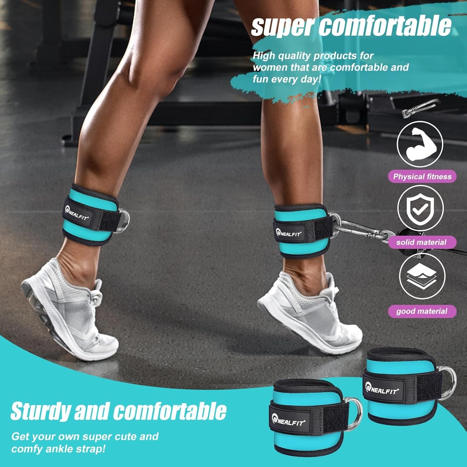 Comfortable Modern Blue Ankle Strap for Gym Use – Ideal for Leg & Glute Training