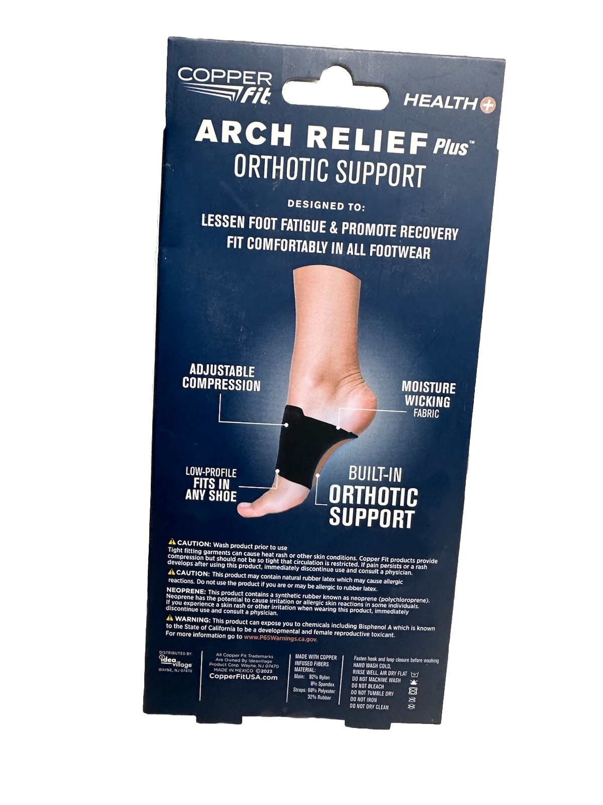Copper Fit Health Unisex Arch Relief Plus with Built-In Orthotic Support – Black