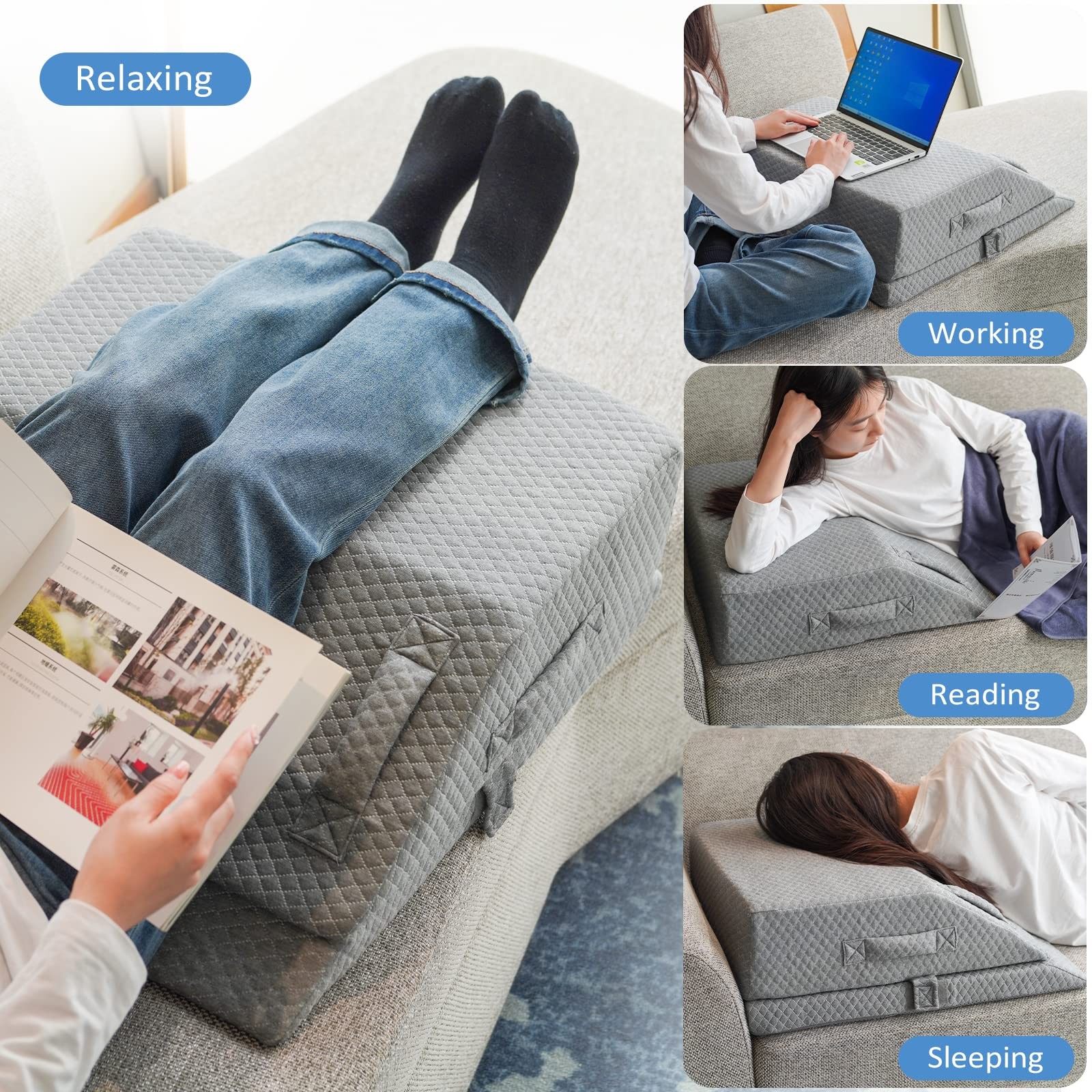 Adjustable Leg Elevation Pillows for Swelling, Cooling Gel Memory Foam Wedge Pil
