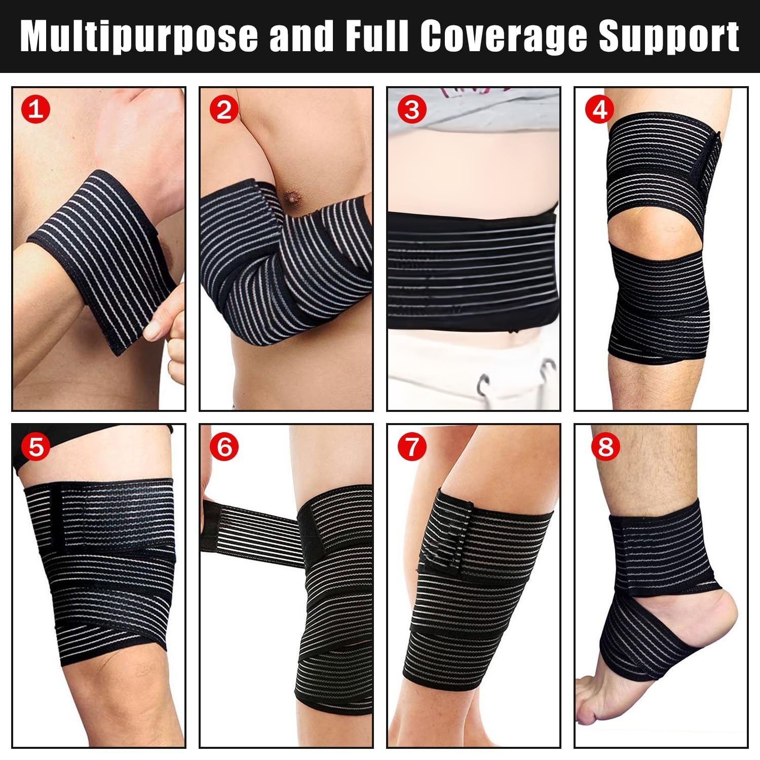 Elastic Thigh Support Sleeves – 2 Pack Black Compression Wraps for All-Day Use
