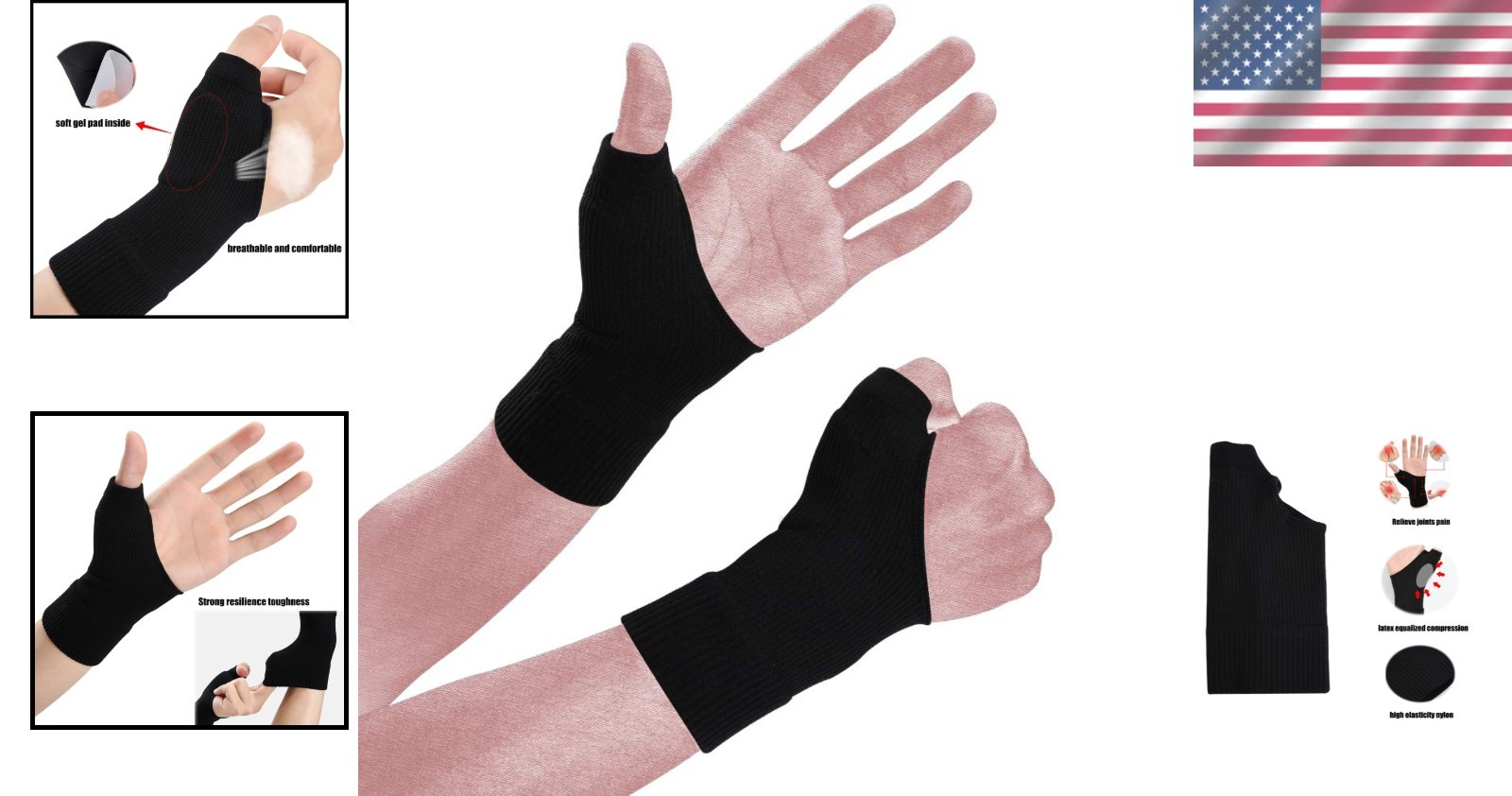 Thumb Arthritis Compression Gloves – Black – Adult