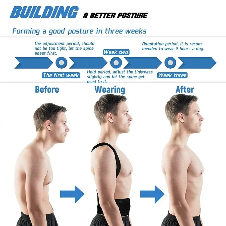 Adjustable Posture Corrector Low Back Support Shoulder Brace Belt for Men Women