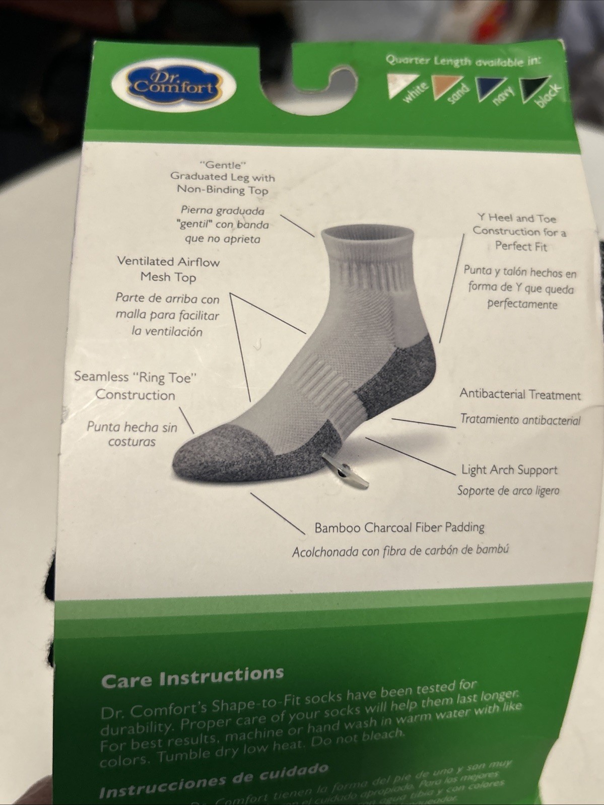 Dr Comfort Diabetic Quarter Length Socks Shape to Fit Medium Charcoal