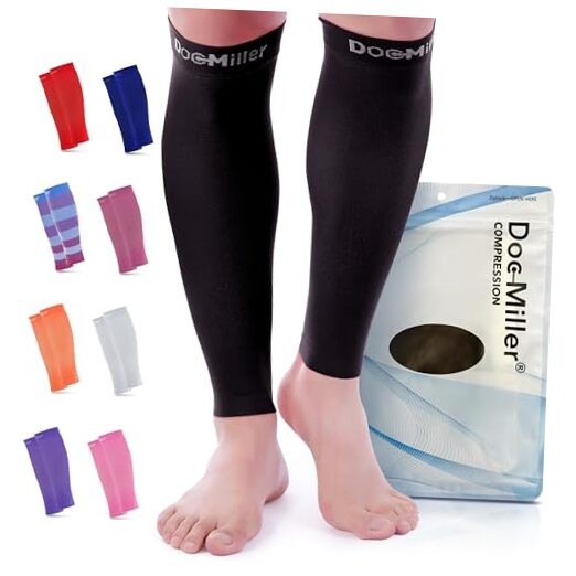 Compression Calf Sleeve for Men & Women – 20-30mmHg Large REGULAR Black