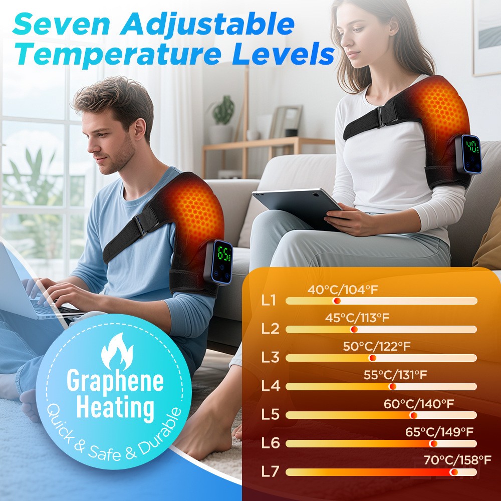 Graphene-heated Shoulder Brace With Smart Controller For Warmth And Support
