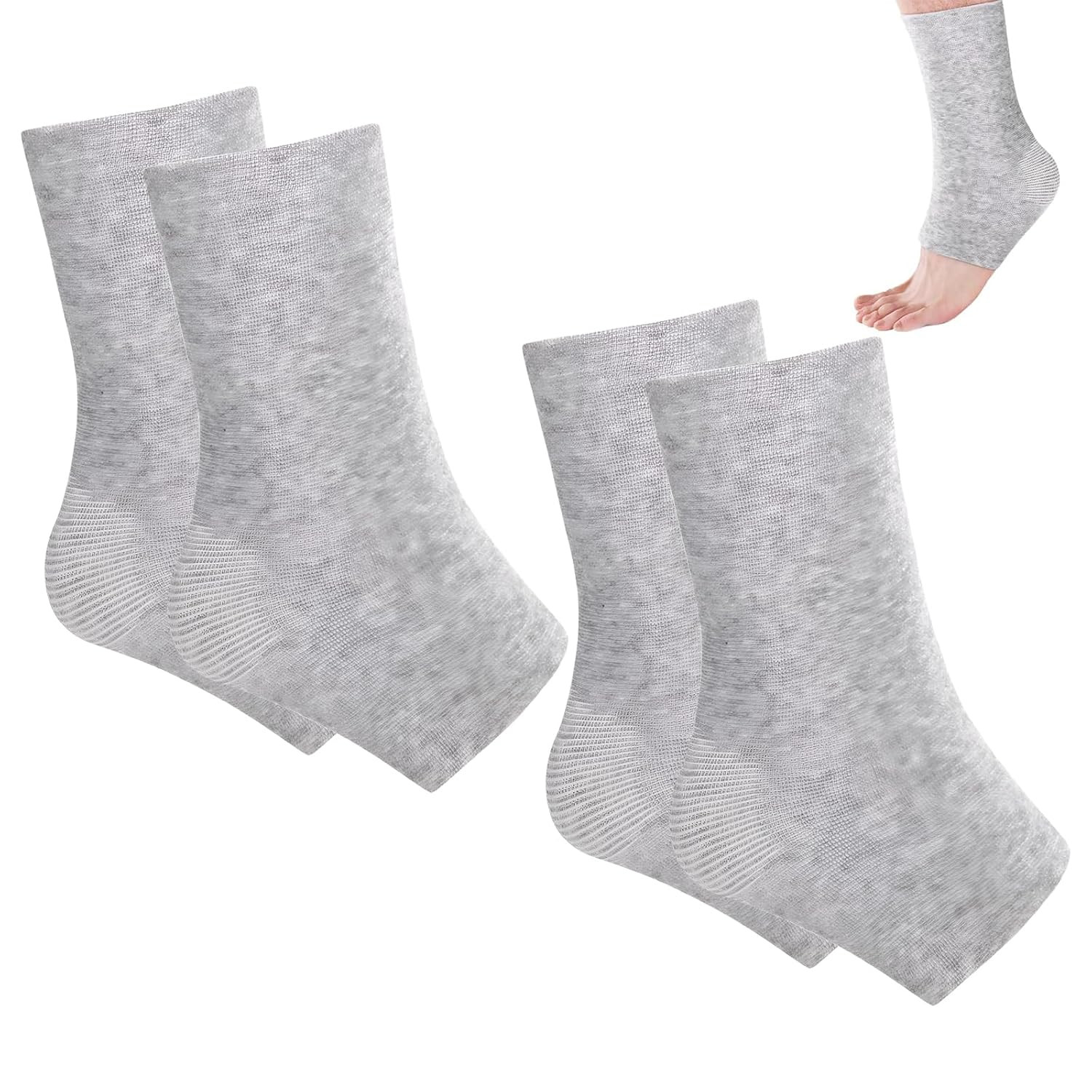 2 Pairs Bamboo Compression Socks for Swelling & Cold Protection, Gray One Size