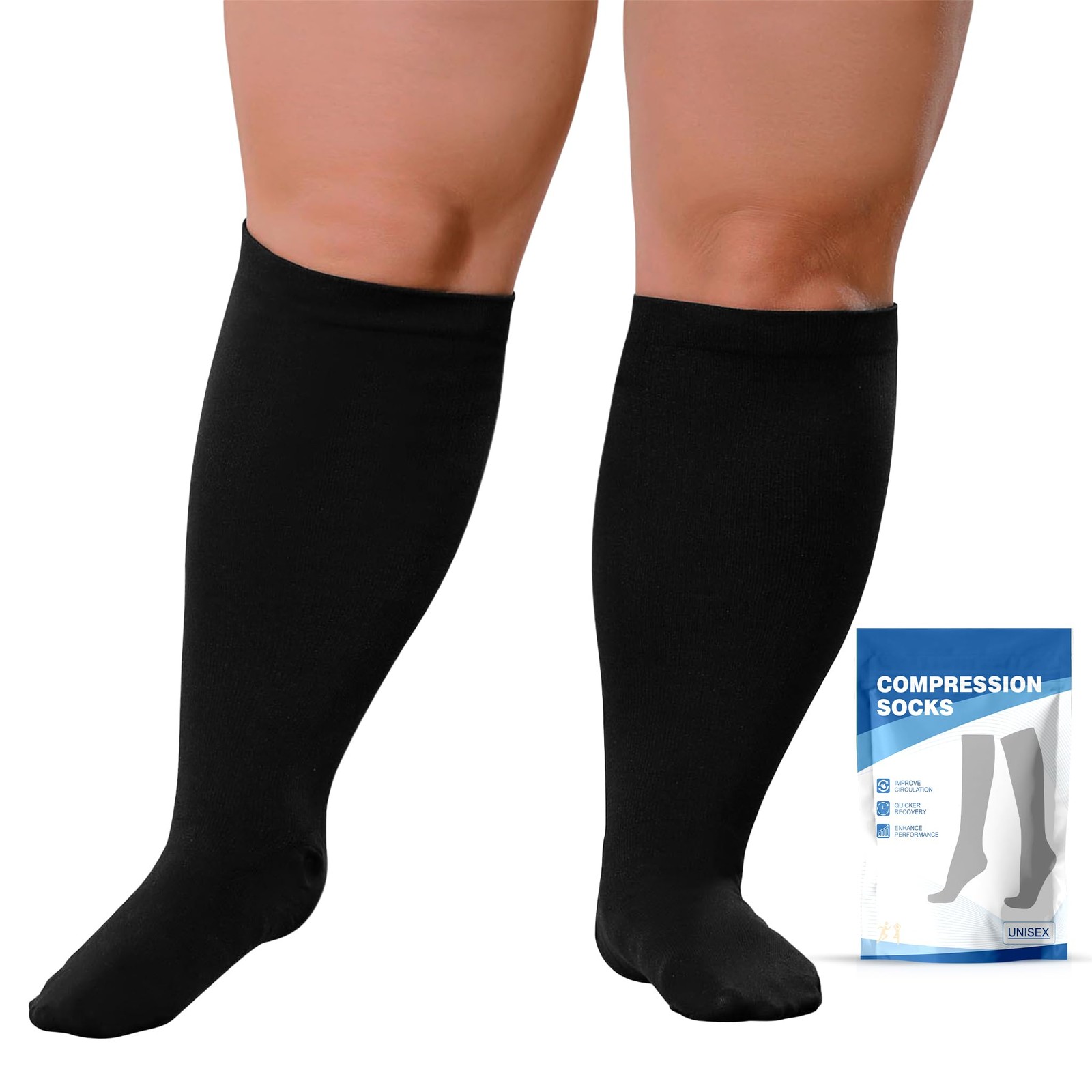 Plus Size Compression Socks: Wide Calf Compression Stockings for Men Women – …