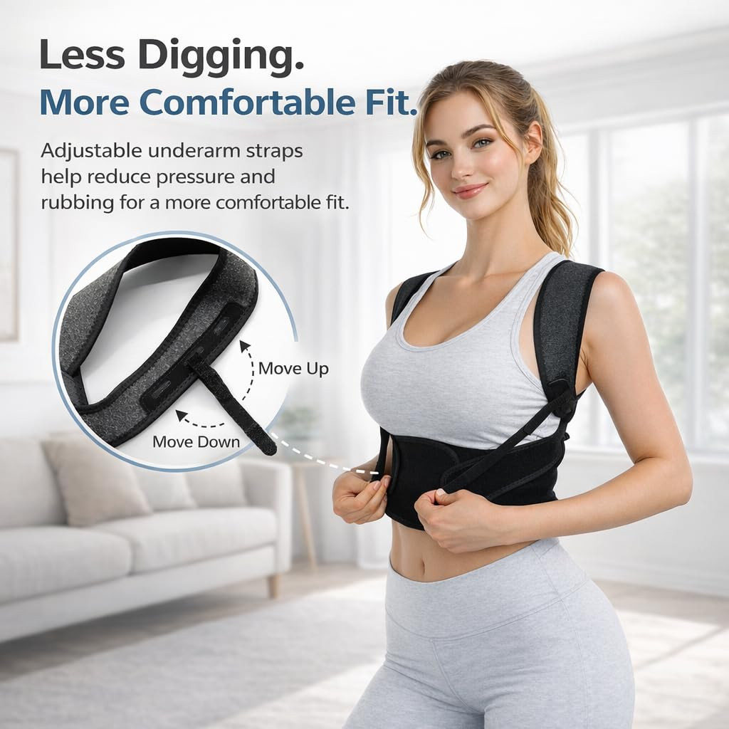Posture Corrector for Women, Adjustable Upper-Back Brace for Shoulder & Upper-Ba