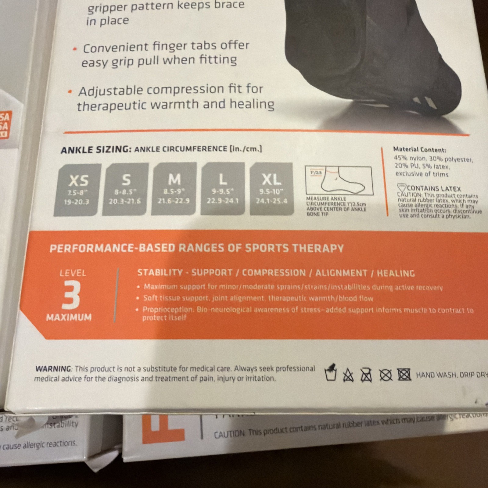 Shock Doctor Ultra Wrap Ankle lace Brace W/Strap, Level 3, Size Small 8”-8.5”