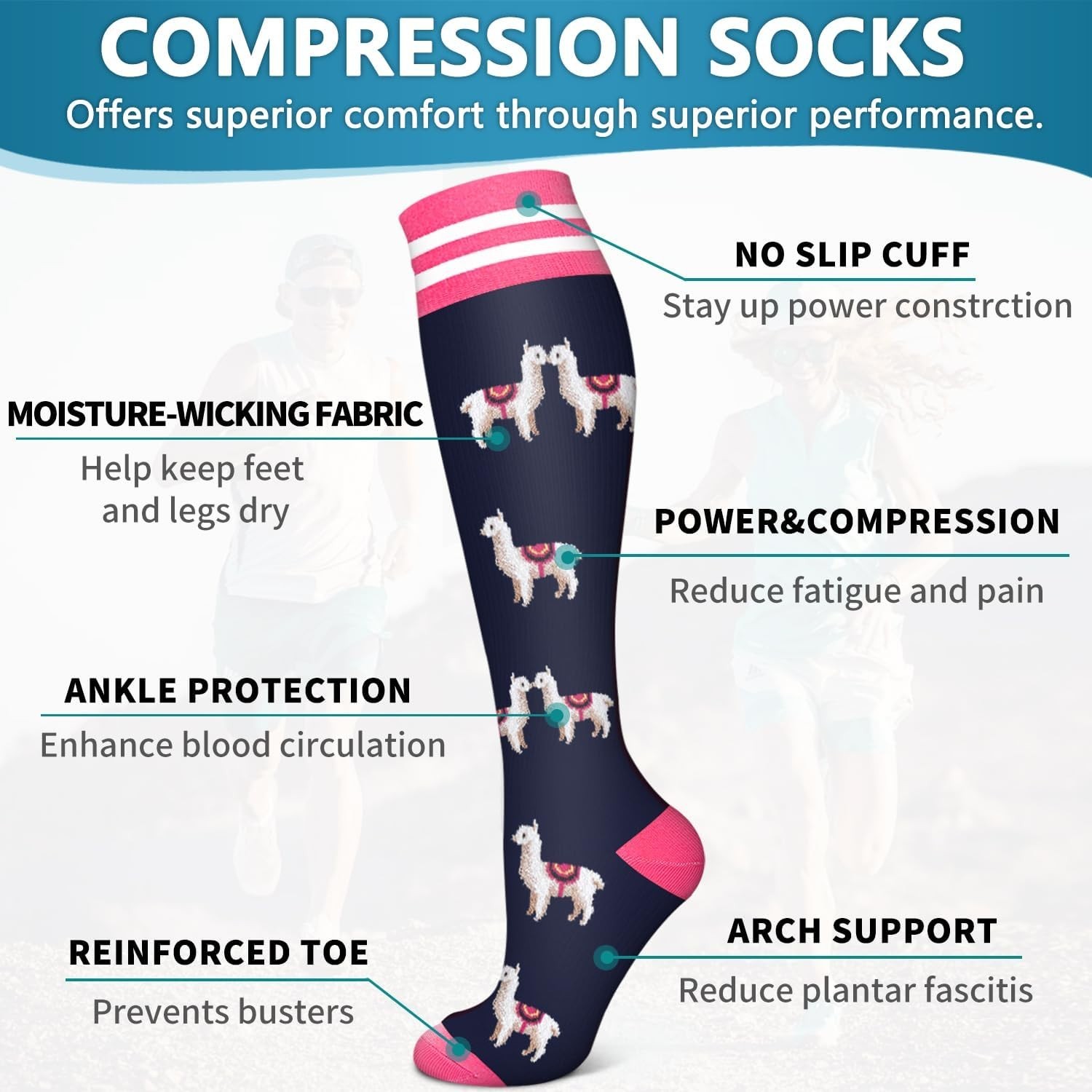 Bluemaple 6 Pack Copper Compression Socks for Women and Men Circulation-Best