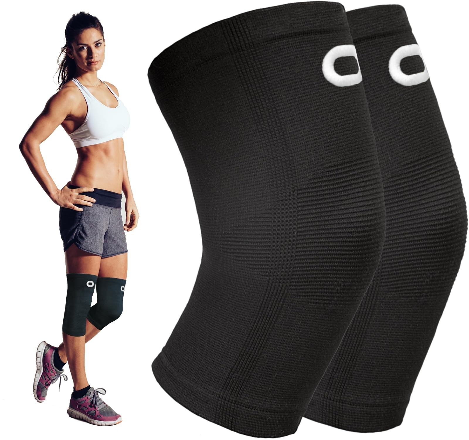 Pair Knee Compression Sleeves Support Brace for Men Women Running Workout Sports
