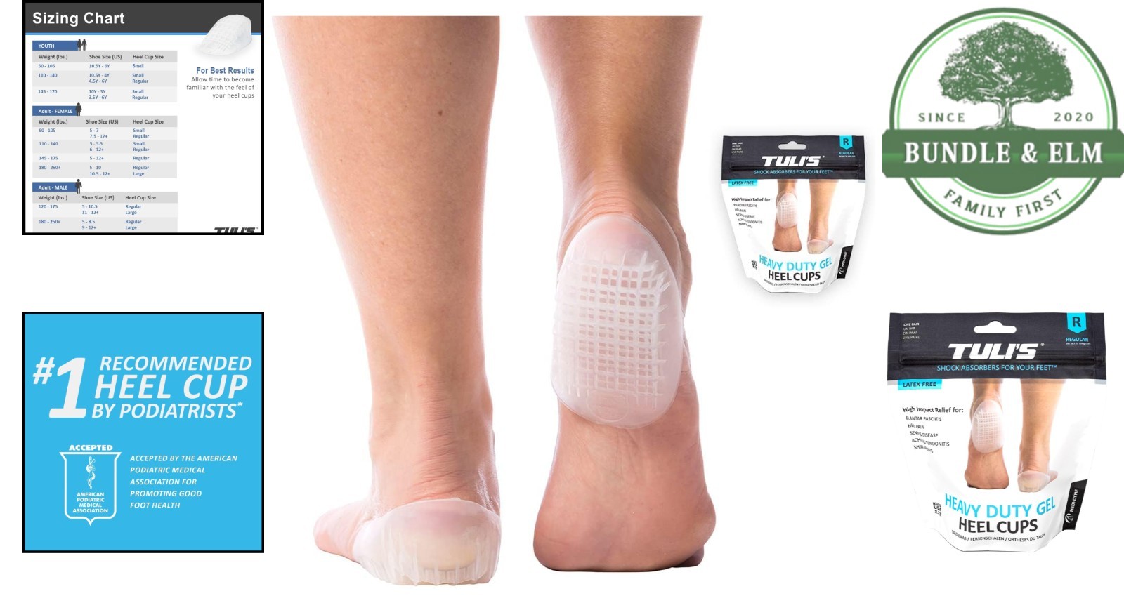Cushioned Gel Heel Cups for Sever’s Disease and Heel Pain Relief, Regular Size